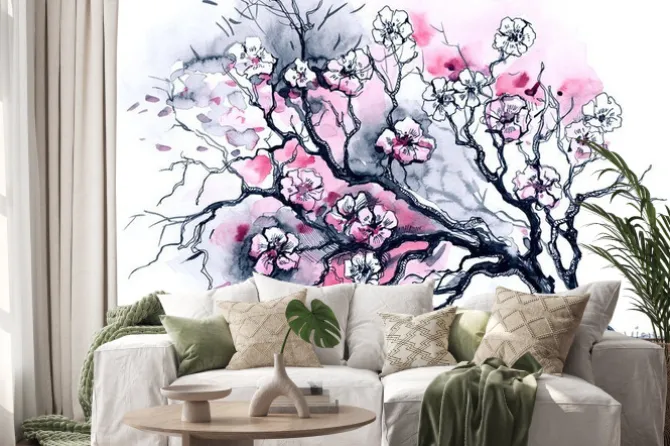 Naklejka: Wiśniowe drzewo