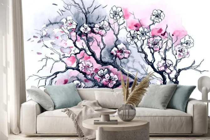 Naklejka: Wiśniowe drzewo