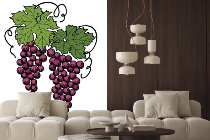 Naklejka: Winogrona grawerowania na oddział na białym tle