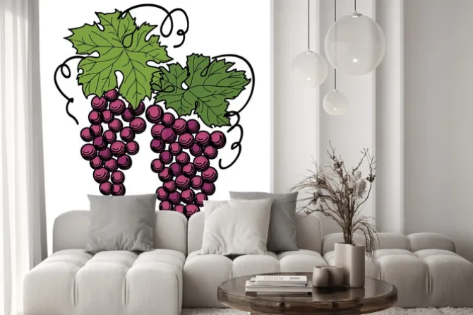 Naklejka: Winogrona grawerowania na oddział na białym tle