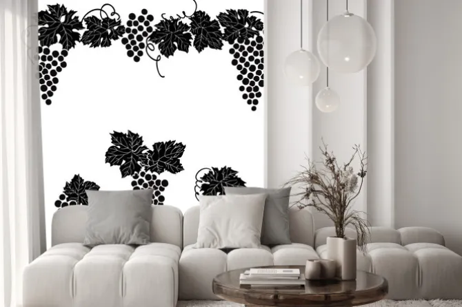 Naklejka: Winogrona grawerowane projektowania ustaw winorośl ornament wystrój