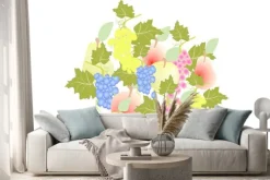 Naklejka: Winogrona gruszki jabłka - owoce jesieni