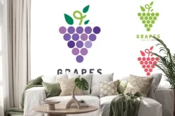 Naklejka: Winogrona izolowanych logo ikony