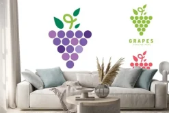 Naklejka: Winogrona izolowanych logo ikony