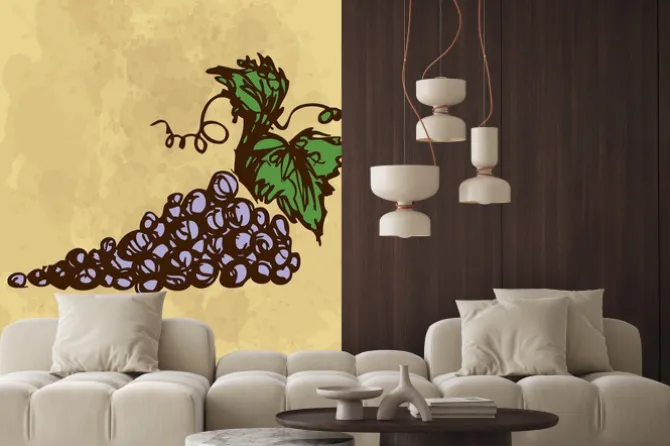 Naklejka: Winogrona rysunek ręka