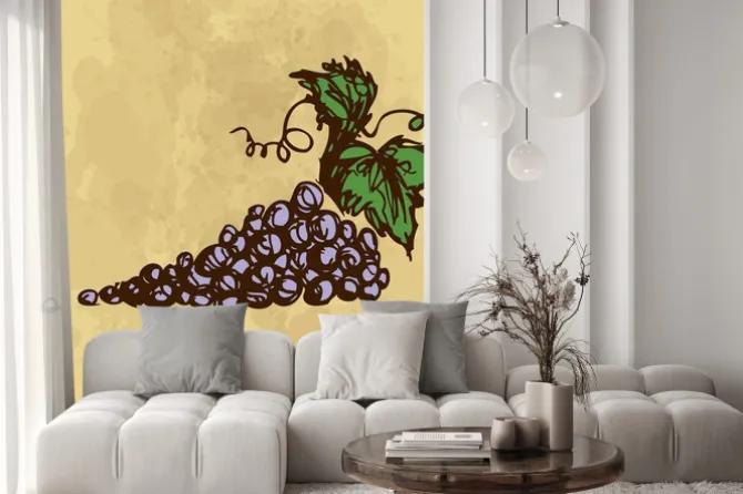 Naklejka: Winogrona rysunek ręka