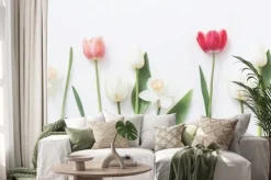 Naklejka: Wiosenne kwiaty na białym tle