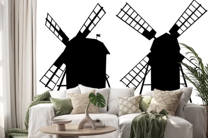 Naklejka: Wioska stary młyn na białym tle