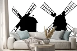 Naklejka: Wioska stary młyn na białym tle