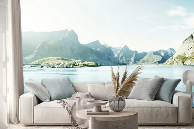 Naklejka: Wiosny pomalowane - reine, lofoty, norwegia