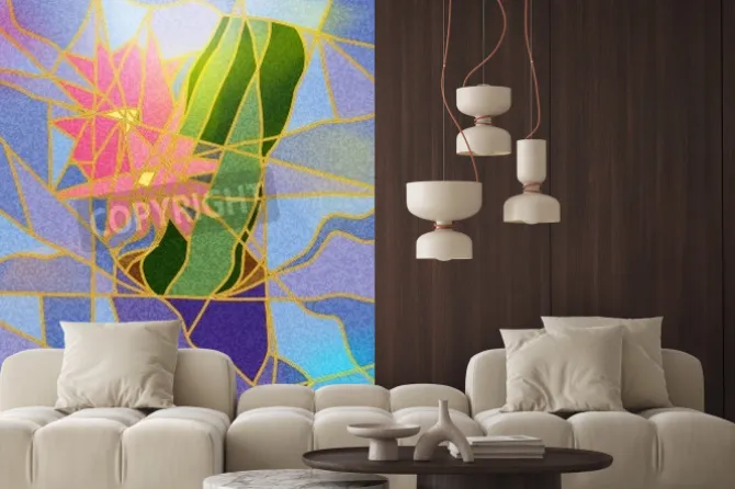 Naklejka: Witraż przedstawiający kwiat ilustracji