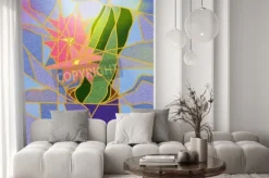 Naklejka: Witraż przedstawiający kwiat ilustracji