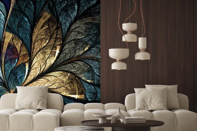 Naklejka: Witraż w stylu art deco z kwiatem