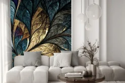 Naklejka: Witraż w stylu art deco z kwiatem