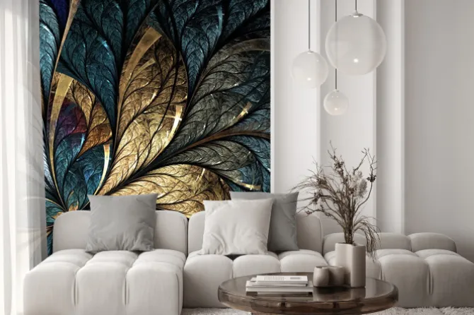 Naklejka: Witraż w stylu art deco z kwiatem