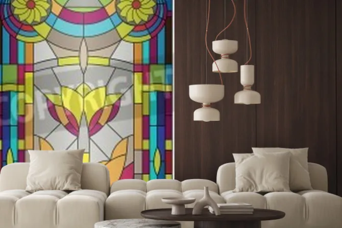 Naklejka: Witraż z geometrycznym wzorem