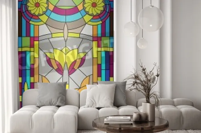 Naklejka: Witraż z geometrycznym wzorem