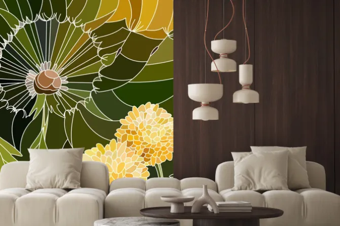 Naklejka: Witrażowe ujęcie mniszka lekarskiego