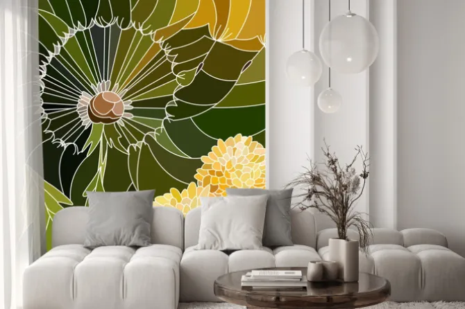 Naklejka: Witrażowe ujęcie mniszka lekarskiego