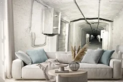 Naklejka: Wnętrze przemysłowej tunelu systemu vantilation