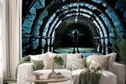 Naklejka: Wnętrze tunelu w opuszczonej kopalni