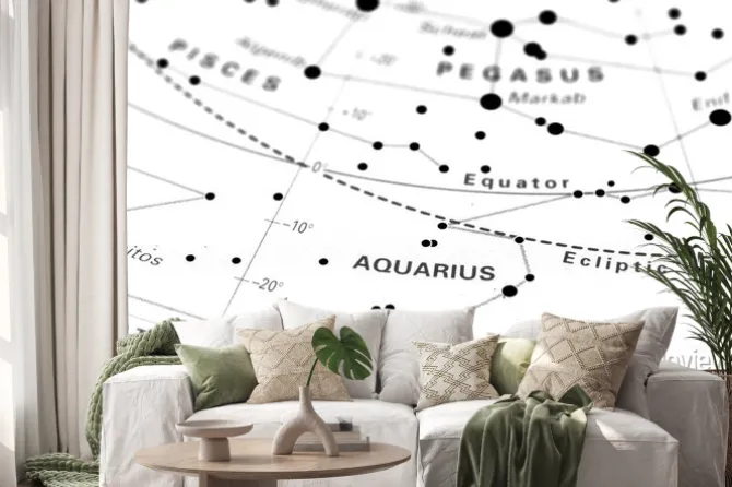 Naklejka: Wodnik gwiezdna mapa zodiaku. znak zodiaku wodnik na mapie gwiazdkowy