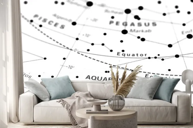 Naklejka: Wodnik gwiezdna mapa zodiaku. znak zodiaku wodnik na mapie gwiazdkowy