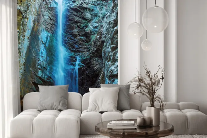 Naklejka: Wodospad millomeris w górach troodos na cyprze