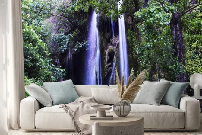 Naklejka: Wodospad o zachodzie słońca