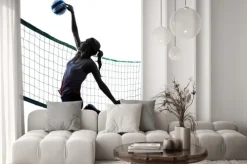 Naklejka: Woman volleyball players isolated silhouette