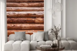 Naklejka: Wooden texture, pine logs. wooden wall