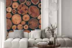 Naklejka: Wooden texture with pine logs