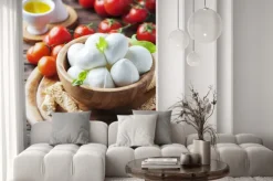 Naklejka: Włoska mozzarella z pomidorami i bazylią