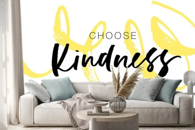 Naklejka: Wybierz pocztówkę życzliwości z kręconym pędzlem. ręcznie rysowane