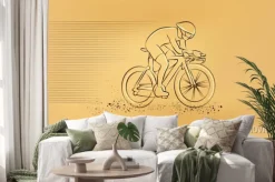 Naklejka: Wyścigu kolarskiego. wektor retro rysunek ilustracji.