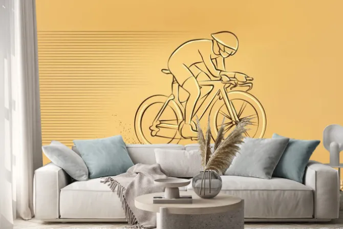 Naklejka: Wyścigu kolarskiego. wektor retro rysunek ilustracji.