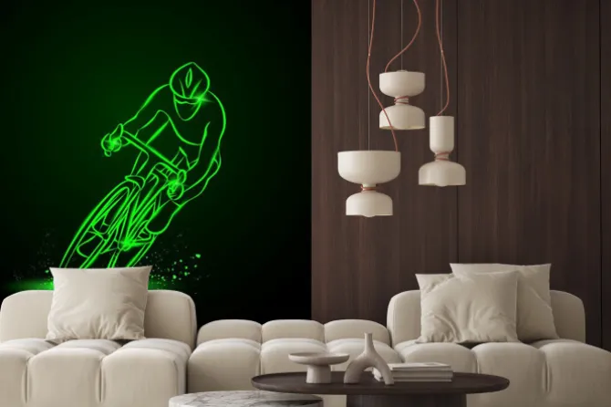 Naklejka: Wyścigu kolarskiego. przedni widok. wektor ilustracji neon.