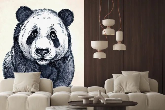 Naklejka: Wygrawerować atramentu rysować rysunek panda