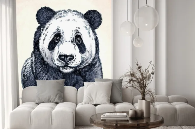 Naklejka: Wygrawerować atramentu rysować rysunek panda