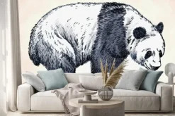 Naklejka: Wygrawerować atramentu rysować rysunek panda