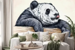 Naklejka: Wygrawerować atramentu rysować rysunek panda