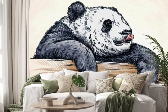 Naklejka: Wygrawerować atramentu rysować rysunek panda