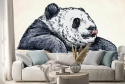 Naklejka: Wygrawerować atramentu rysować rysunek panda