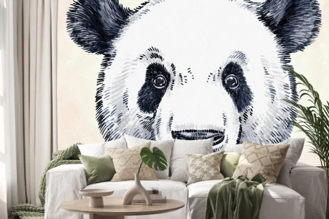 Naklejka: Wygrawerować atramentu rysować rysunek panda