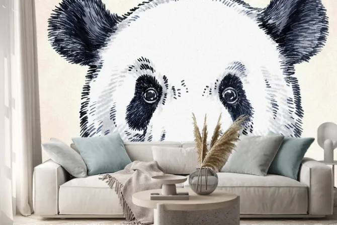 Naklejka: Wygrawerować atramentu rysować rysunek panda