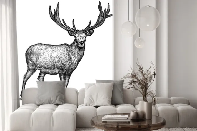 Naklejka: Wygrawerować deer ilustracji