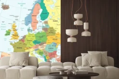 Naklejka: Wykaz europejskich miast na mapie