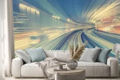 Naklejka: Wysoka prędkość koncepcji technologii poprzez jednotorowe tokio