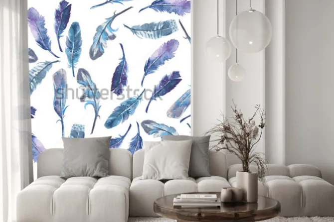 Naklejka: Wzór akwareli pióro pióro