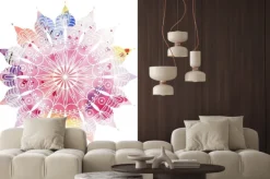 Naklejka: Wzór mandali na kolorowym tle akwareli